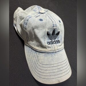 Adidas Originals Trefoil Distressed Hat Acid Stonewash Denim Strapback Hat